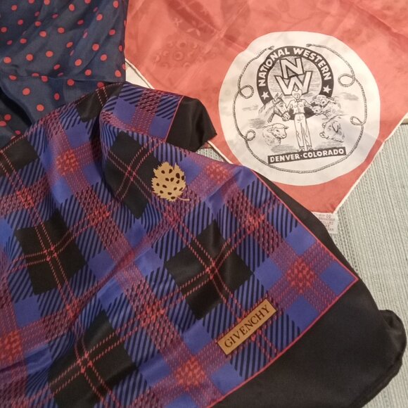 Vintage Silk Scarfs Japan Givenchy Accessories - Vintage Silk Scarfs Japan - Givenchy red National Western Denver print